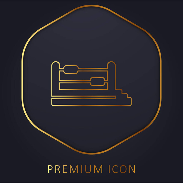 Boxing Ring golden line premium logo or icon - Vector, Image