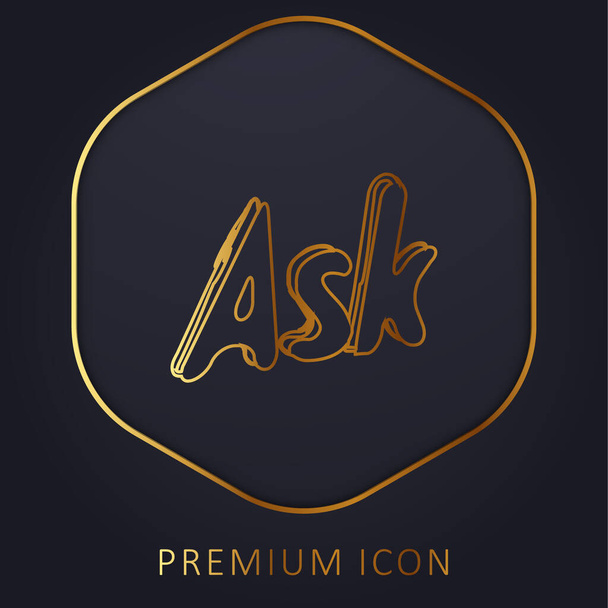 Ask Website Logo Sketch Variant golden line premium logo or icon - Vector, Image