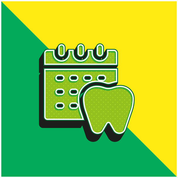 Schůzka Zelené a žluté moderní 3D vektorové logo - Vektor, obrázek