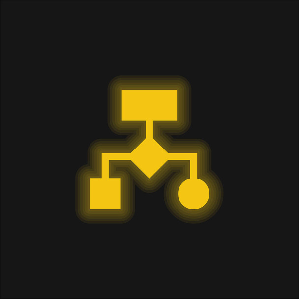 Algoritmo amarelo brilhante ícone de néon - Vetor, Imagem