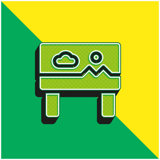 Billboard Verde e amarelo moderno logotipo do ícone do vetor 3d - Vetor, Imagem