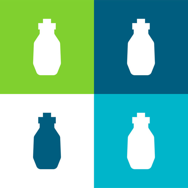 Palack Lapos négy szín minimális ikon készlet - Vektor, kép