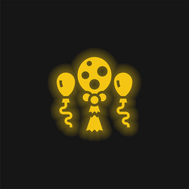 Ilmapallot keltainen hehkuva neon kuvake - Vektori, kuva
