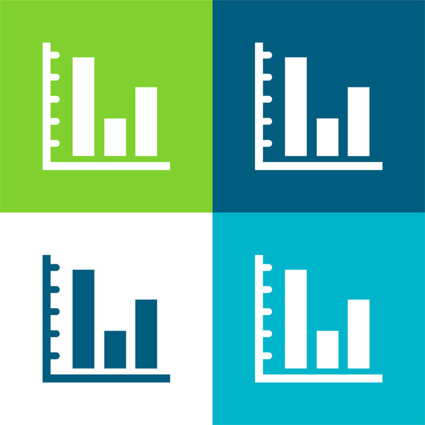 Bars Graphic Of Business Statistieken Vlak vier kleuren minimale pictogram set - Vector, afbeelding