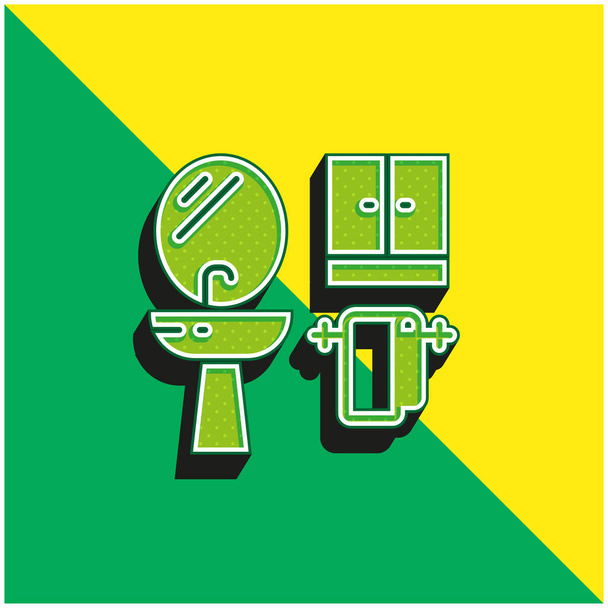 バスルーム緑と黄色のモダンな3Dベクトルアイコンのロゴ - ベクター画像