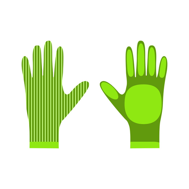 Green striped work gloves. Hand protection in the garden, in other works - Vector, Image