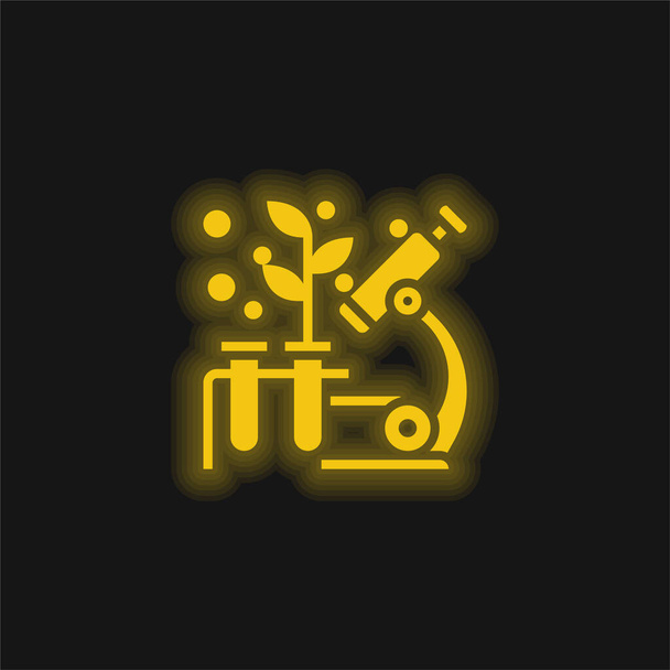 Biológia sárga izzó neon ikon - Vektor, kép