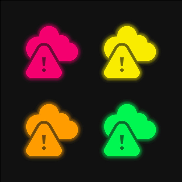 Accès Refusé icône vectorielle néon éclatante à quatre couleurs - Vecteur, image