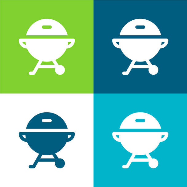 Bbq Lapos négy szín minimális ikon készlet - Vektor, kép