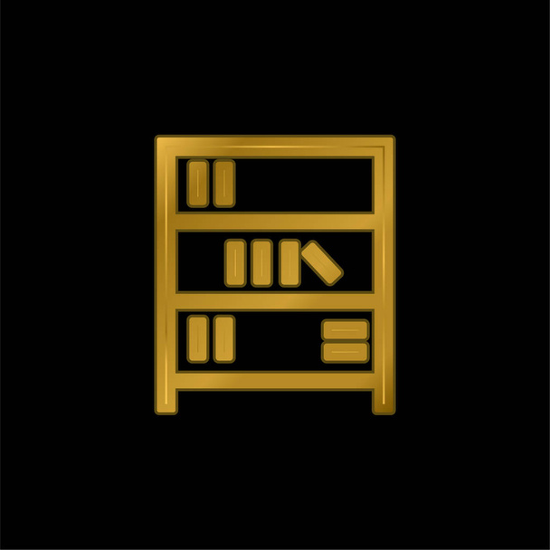 Книжкові полиці золотий металевий значок або вектор логотипу
 - Вектор, зображення