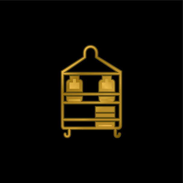 Banheiro Organização Mobiliário banhado a ouro ícone metálico ou logotipo vetor - Vetor, Imagem