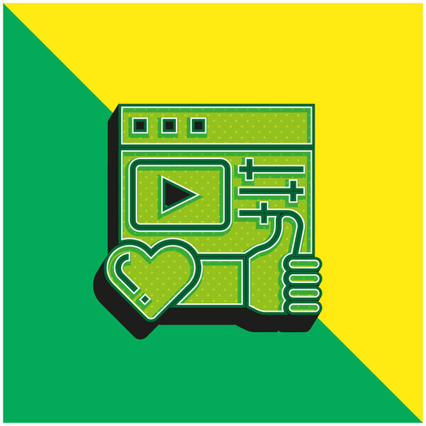 Apreciação Green and yellow modern 3d vector icon logo - Vetor, Imagem