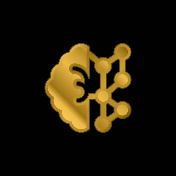 AI banhado a ouro ícone metálico ou vetor logotipo - Vetor, Imagem