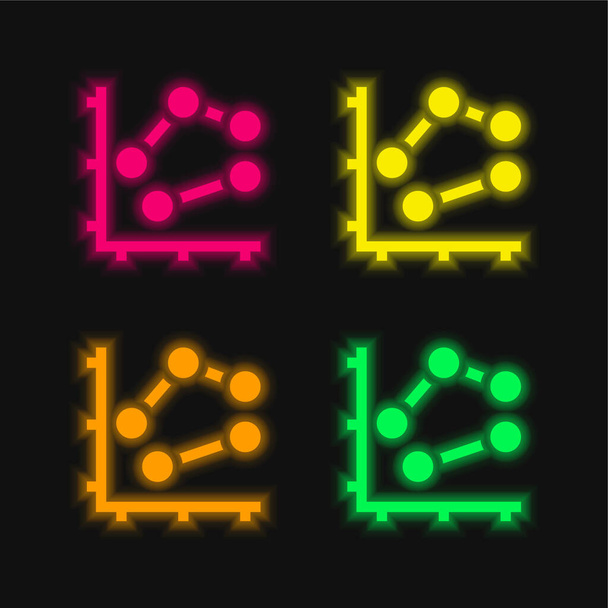 Планка Діаграма чотирьох кольорів, що світяться неоном Векторна піктограма
 - Вектор, зображення