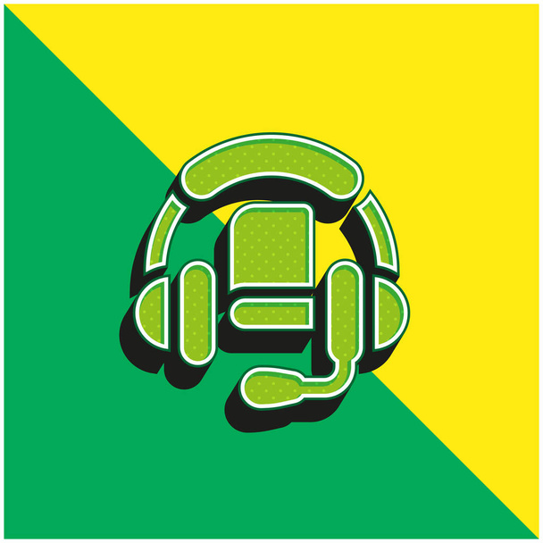 Libro de audio verde y amarillo moderno logotipo del icono del vector 3d - Vector, imagen