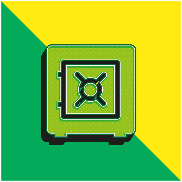 銀行セーフボックス緑と黄色の現代的な3Dベクトルアイコンのロゴ - ベクター画像