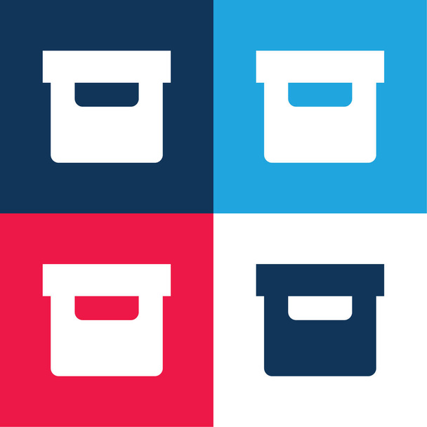Archiv blau und rot vier Farben minimales Symbol-Set - Vektor, Bild