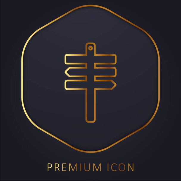 Beach Sign golden line premium logo or icon - Vector, Image