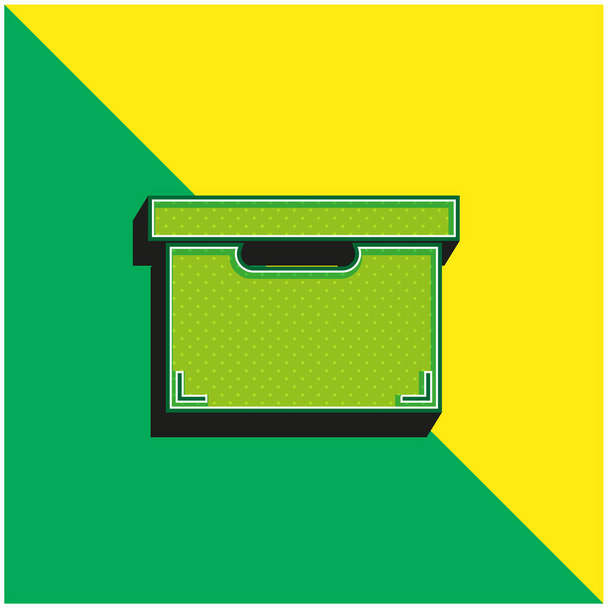 Boîte noire pour le stockage et l'organisation des choses Logo vectoriel 3d moderne vert et jaune - Vecteur, image