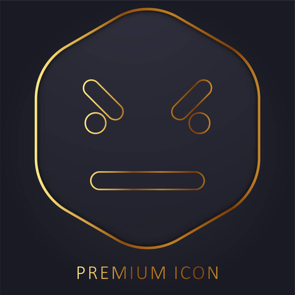 Bad Emoticon Square Face logotipo premium de línea dorada o icono - Vector, imagen