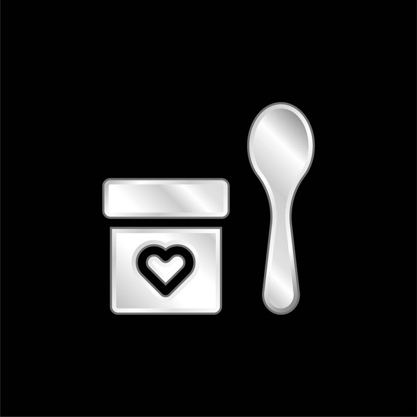Baby Food silver plated metallic icon - Vector, Image