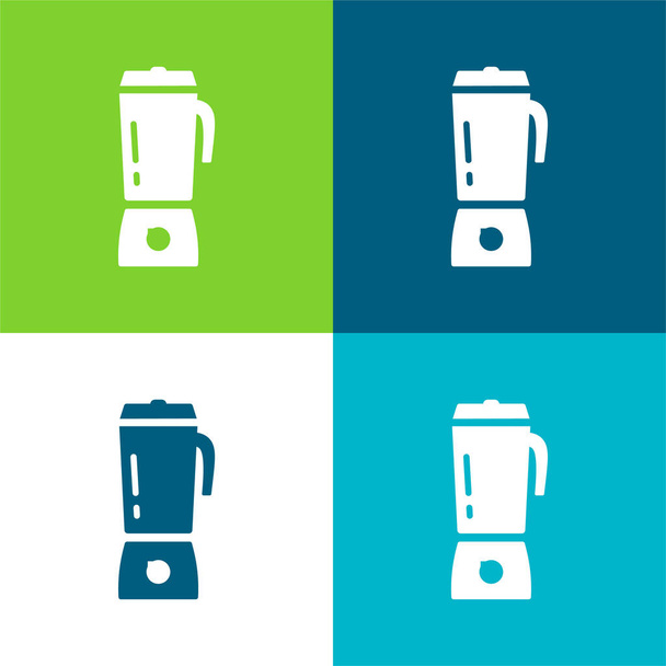 Big Juicer Set icona minimale piatto a quattro colori - Vettoriali, immagini
