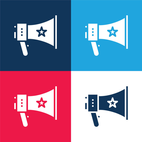 Annouce blue and red four color minimal icon set - Vector, Image