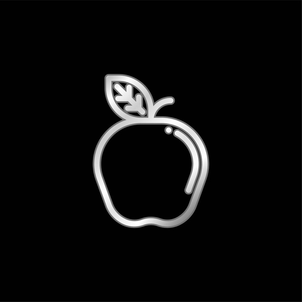 Apple plateado icono metálico - Vector, imagen