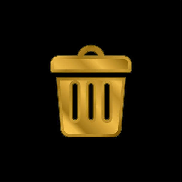 Icône ou logo métal plaqué or poubelle vecteur - Vecteur, image