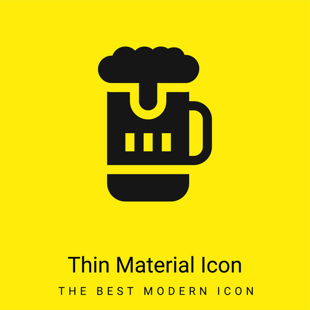 Tasse à bière icône matérielle jaune vif minimale - Vecteur, image