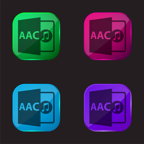 Acc Dosya Biçimi Sembolü dört renkli cam düğme simgesi - Vektör, Görsel