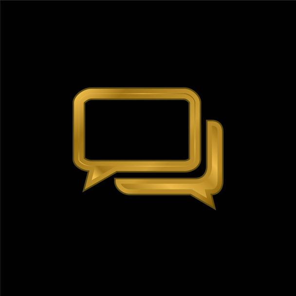 Μαύρο και άσπρο chat φυσαλίδες επίχρυσο μεταλλικό εικονίδιο ή διάνυσμα λογότυπο - Διάνυσμα, εικόνα