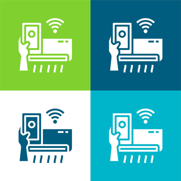 Klimatizace Byt čtyři barvy minimální ikona nastavena - Vektor, obrázek