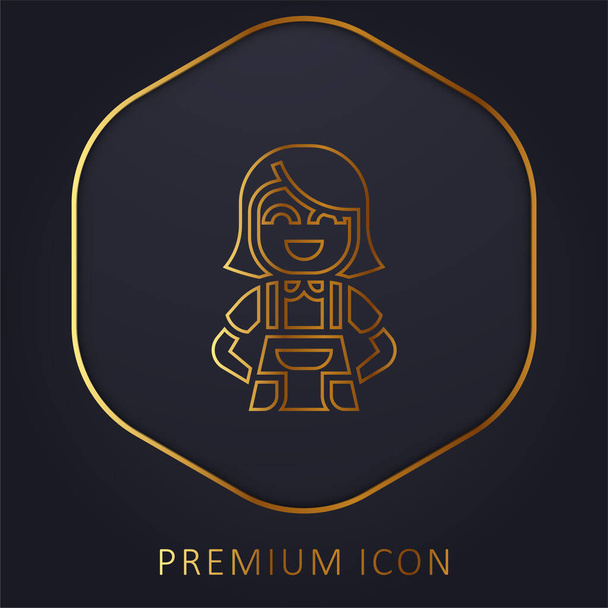 Apron golden line premium logo or icon - Vector, Image