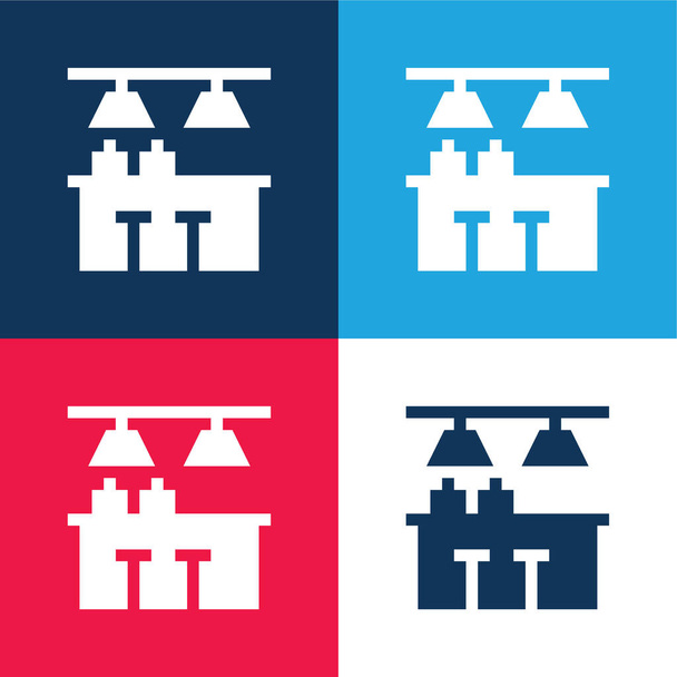 Lišta modrá a červená čtyři barvy minimální ikona nastavena - Vektor, obrázek