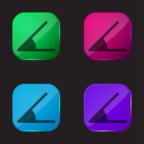 Angle icône de bouton en verre quatre couleurs - Vecteur, image