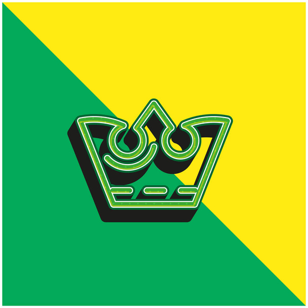 Crown Πράσινο και κίτρινο σύγχρονο 3d διάνυσμα εικονίδιο λογότυπο - Διάνυσμα, εικόνα