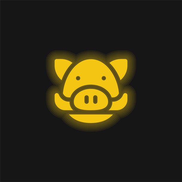 Wildschweingelb leuchtendes Neon-Symbol - Vektor, Bild