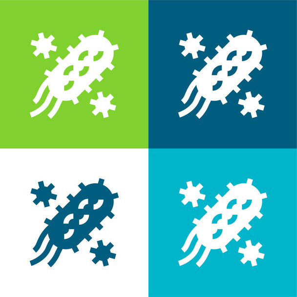 Bakterie Byt čtyři barvy minimální ikona nastavena - Vektor, obrázek