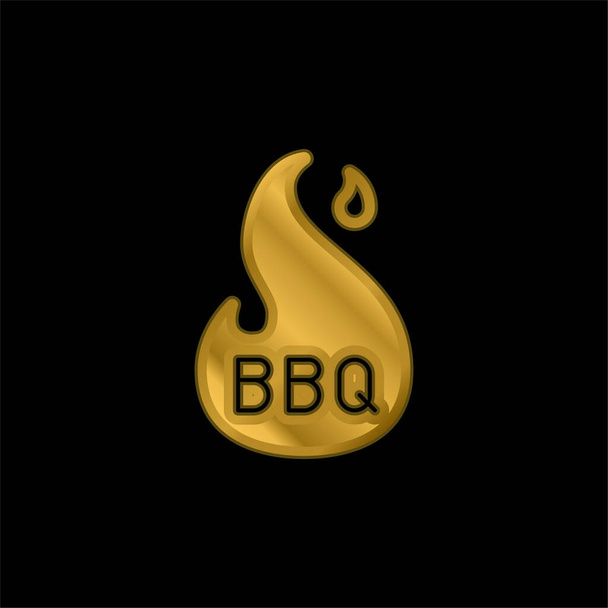 icône métallique plaqué or Bbq ou vecteur de logo - Vecteur, image
