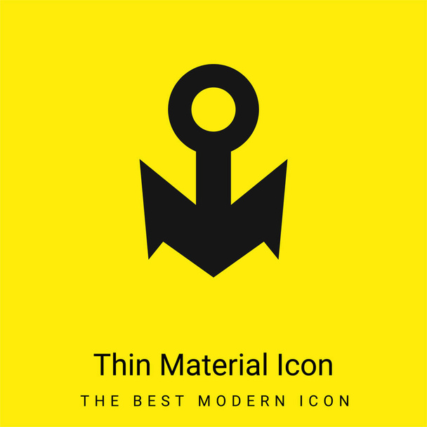 Boot Anker minimaal helder geel materiaal icoon - Vector, afbeelding