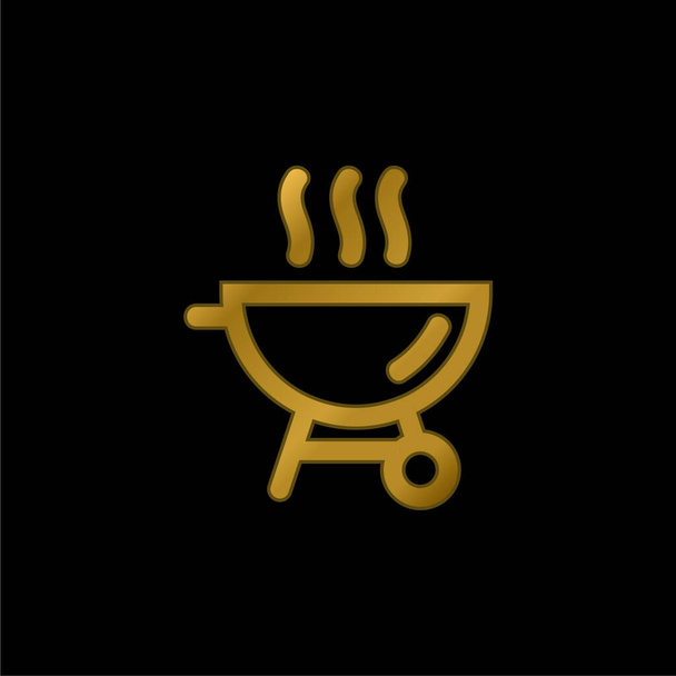 Barbecue vergulde metalen icoon of logo vector - Vector, afbeelding