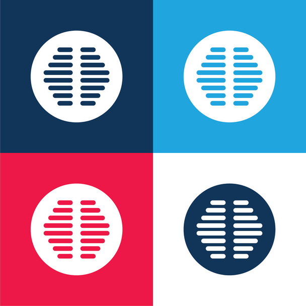 Drenagem do banheiro de forma circular azul e vermelho conjunto de ícones mínimos de quatro cores - Vetor, Imagem