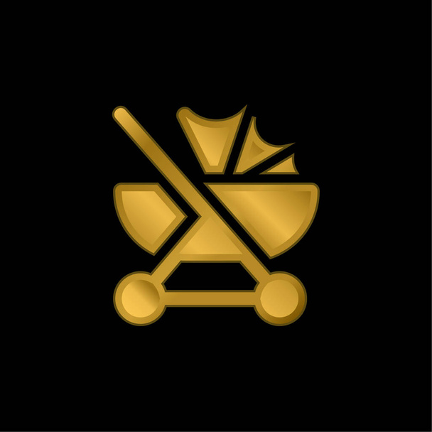 Baby kočárek pozlacené kovové ikony nebo logo vektor - Vektor, obrázek