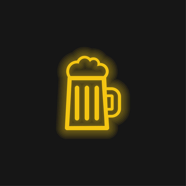 Birra Drink Jar Outline giallo icona al neon incandescente - Vettoriali, immagini