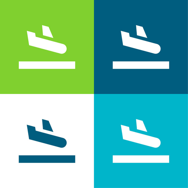 Arrivo Set di icone minime a quattro colori piatti - Vettoriali, immagini