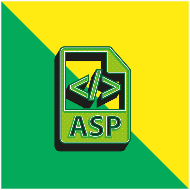 Asp File Format Symbol Green and yellow modern 3d vector icon logo - Vector, Image