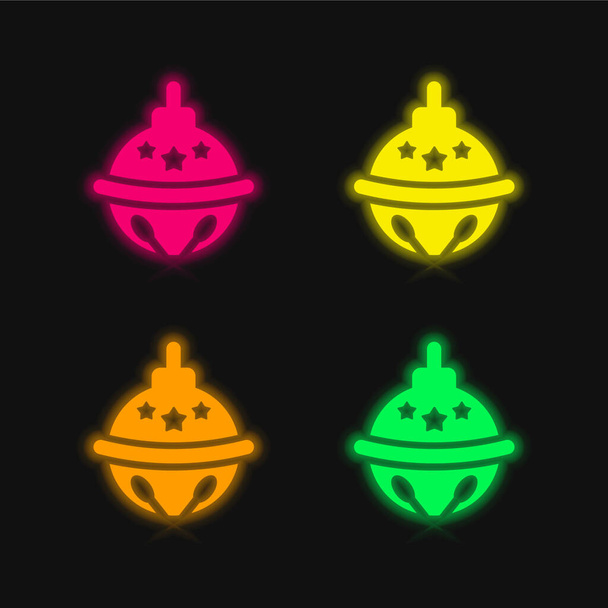 Bauble quattro colori incandescente icona vettoriale al neon - Vettoriali, immagini