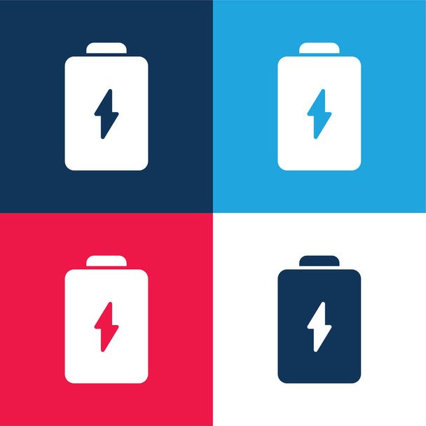 Batteria blu e rosso quattro colori set icona minima - Vettoriali, immagini
