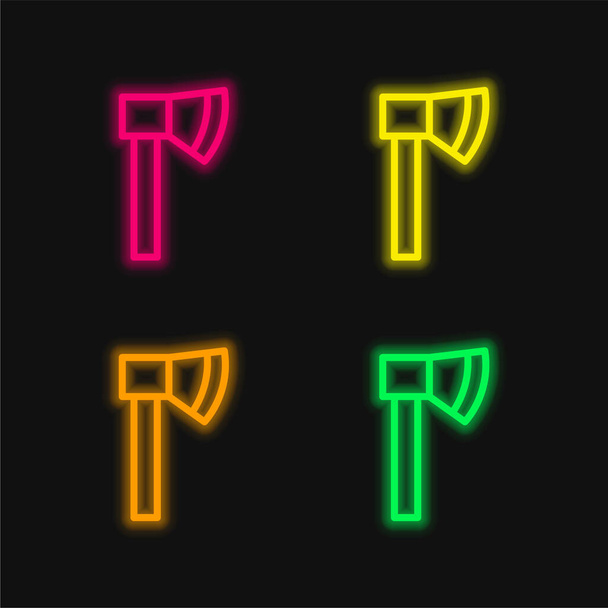 Asse quattro colori incandescente icona vettoriale al neon - Vettoriali, immagini